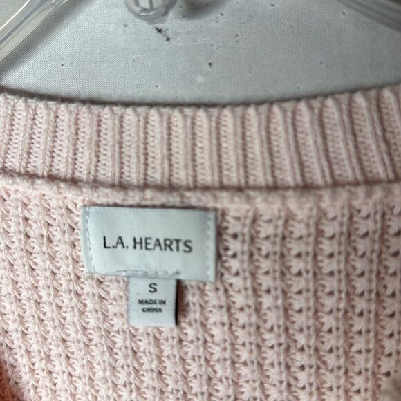LA Hearts PacSun Pink Cropped Waffle Knit Seater. Size Small. - Picture 3 of 6